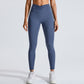 High-waisted tummy tucked athletic leggings