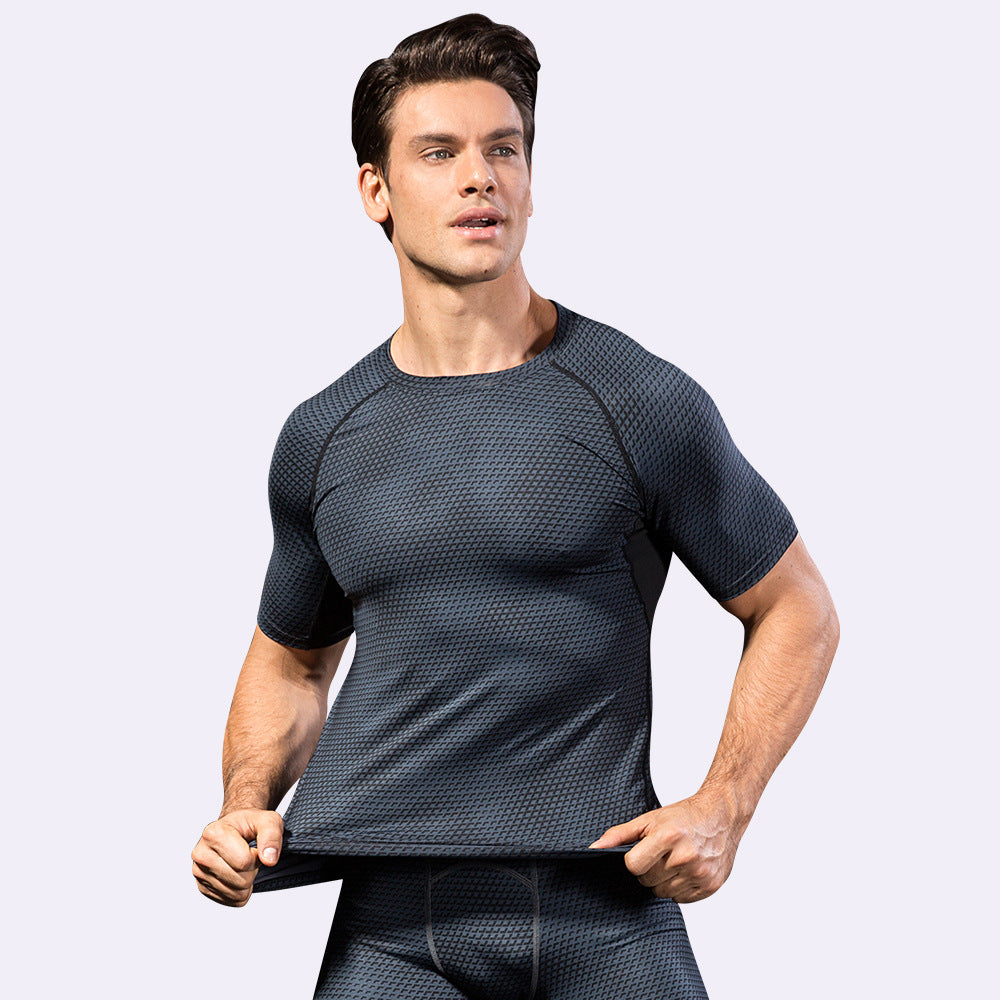 Men's solid color quick-drying sports short-sleeved top