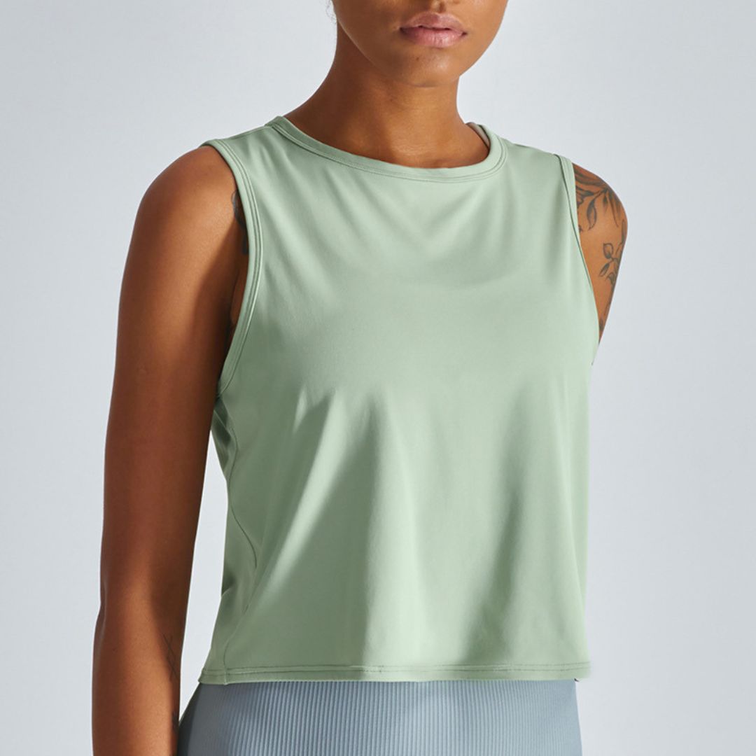 Solid color cropped sports tank tops