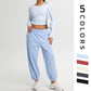 long sleeved Backless top And Elastic Leg Sweatpants 2-piece Set