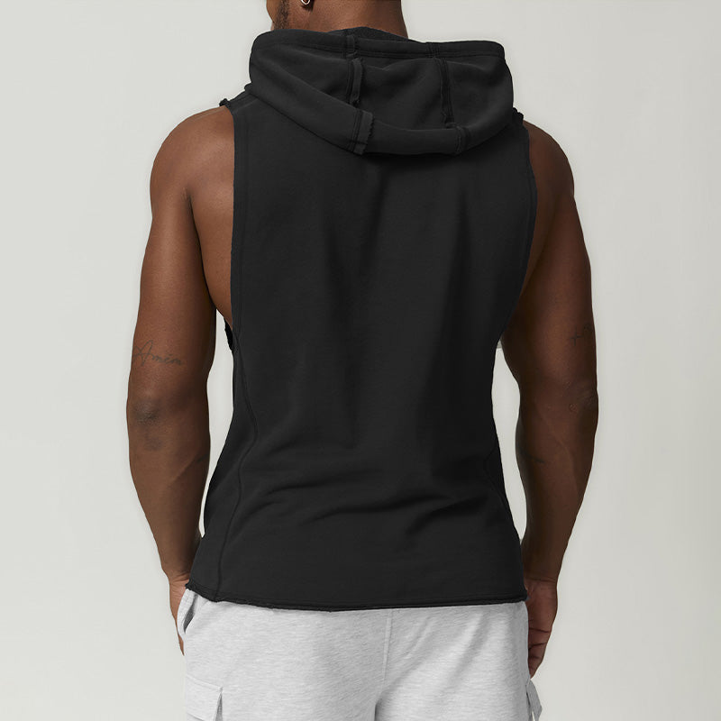 Men's hooded sports casual fitness sleeveless sweatshirt