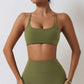 Solid color thin suspender back cross sport bra