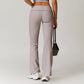 Skinny high-waisted lace-trimmed yoga flared pants