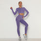 Seamless pleated yoga suit two-piece