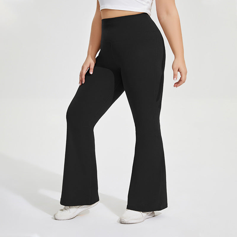 Solid color sport plus-size flared pants