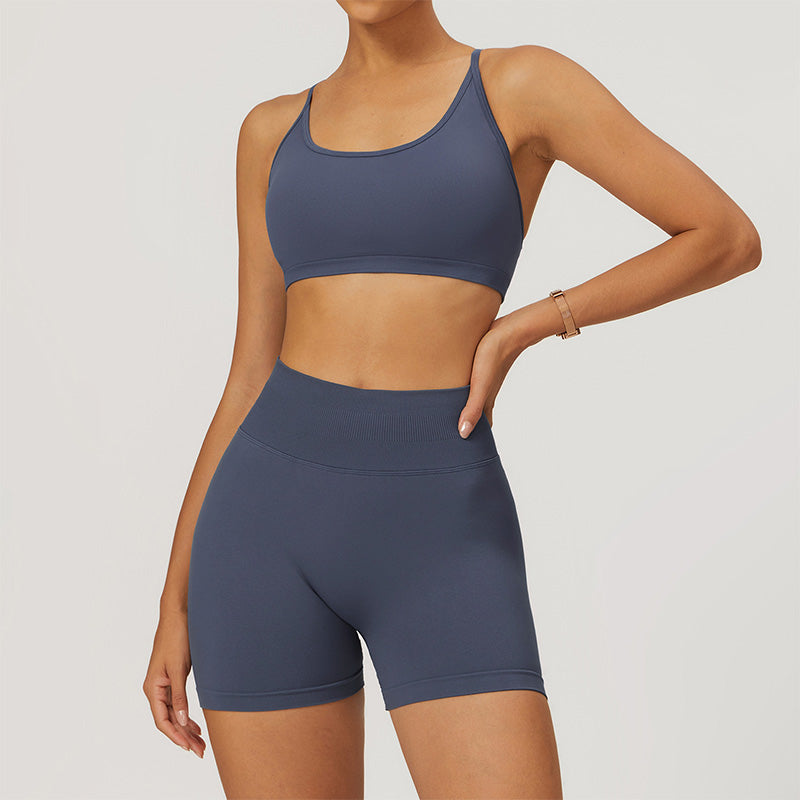 Seamless High-waisted Yoga Bra +Shorts 2 Pieces Set