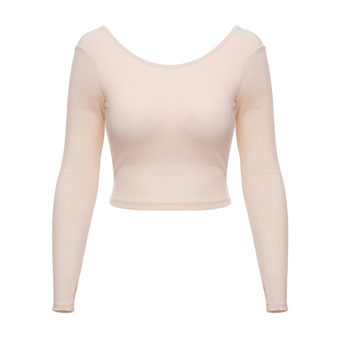 Casual Open Back Cropped Track Top