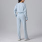 Ultra-Soft Long Sleeve Sweatshirt & High Waisted Straight Leg Pants 2-Piece Set