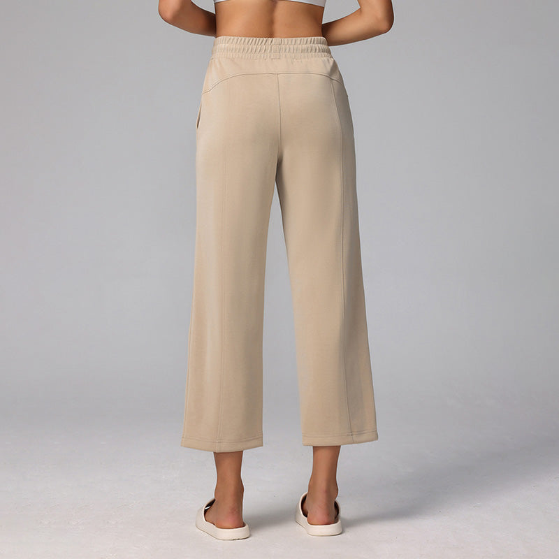 Modal High Waist Cropped Yoga Casual Straight Pants