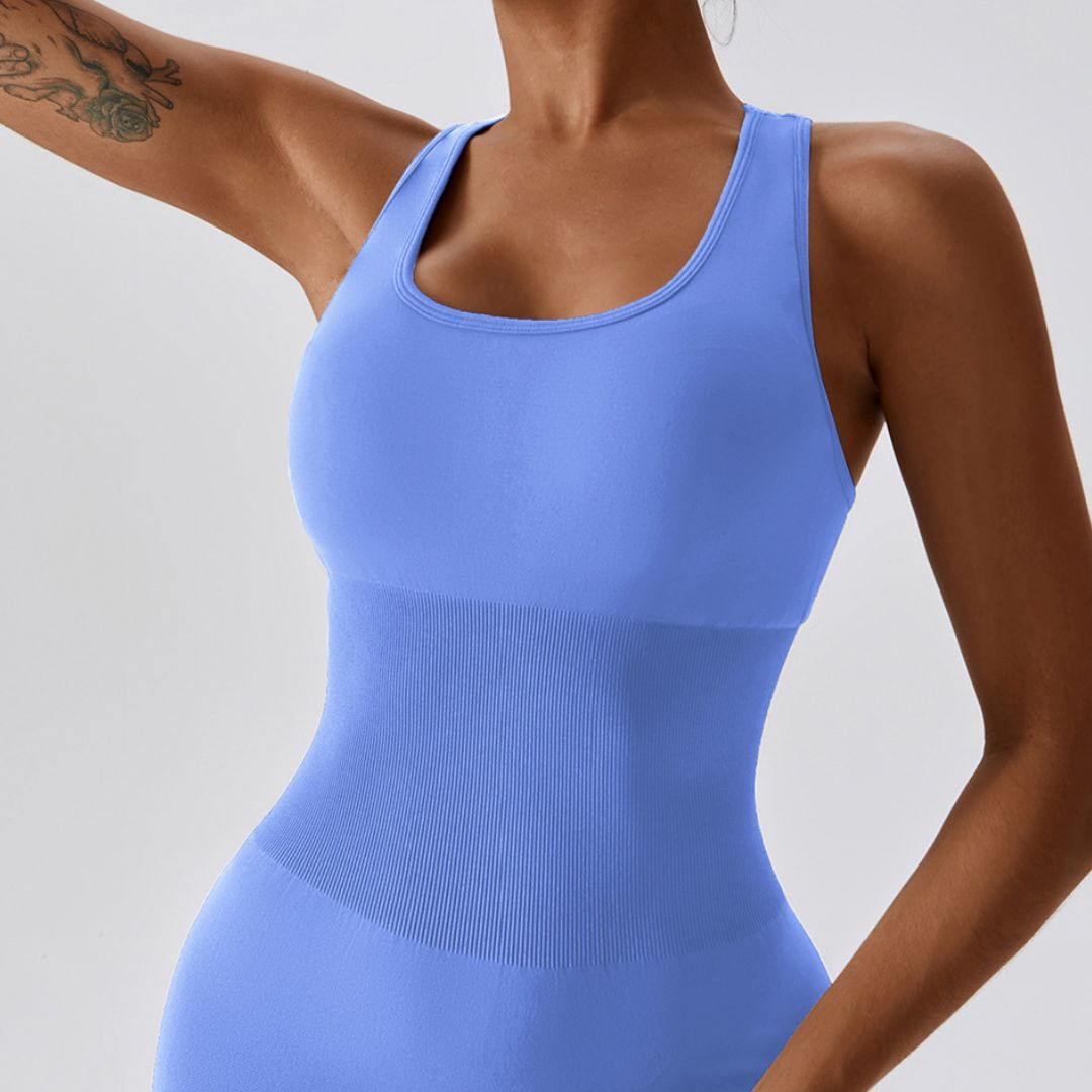 Solid color seamless buttock lift sports jumpsuit