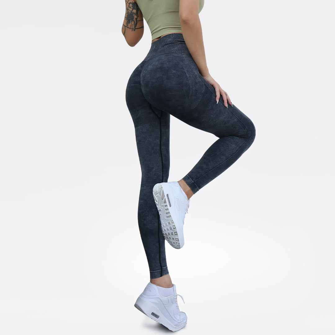 Leggings de sport sans couture de couleur unie