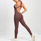 Cut-out running fitness exercise jumpsuit