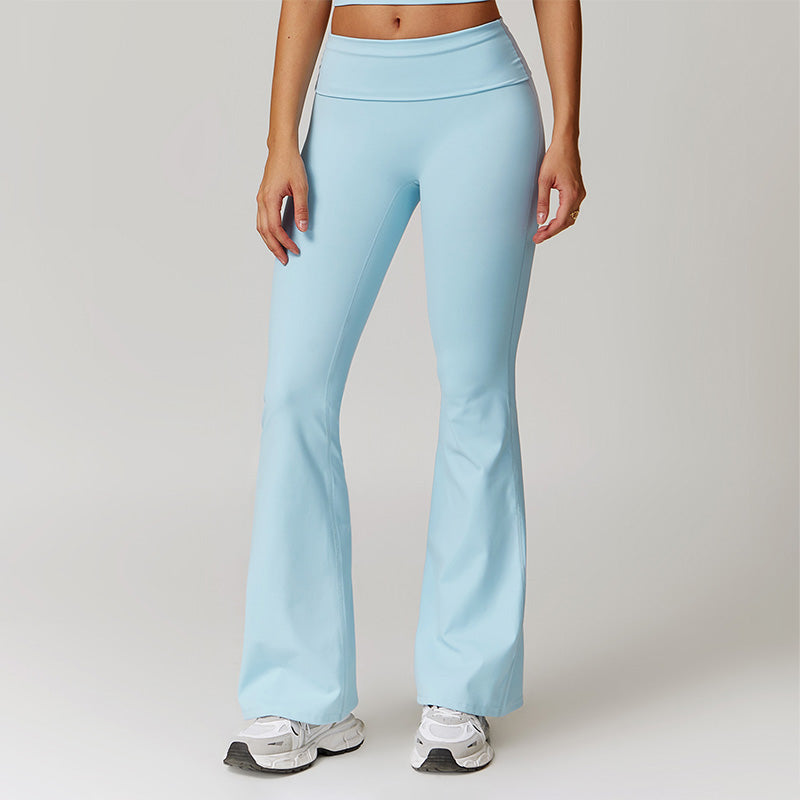 Breathable Folding Waist Flare Leg Pants