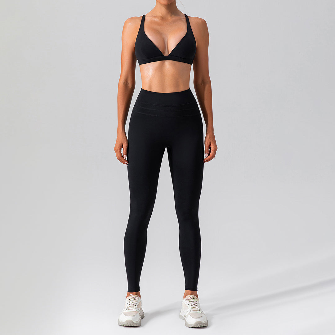 Quick-drying high waist fitness 2-piece suit