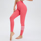 Leggings de yoga de sport rayés au mollet taille haute