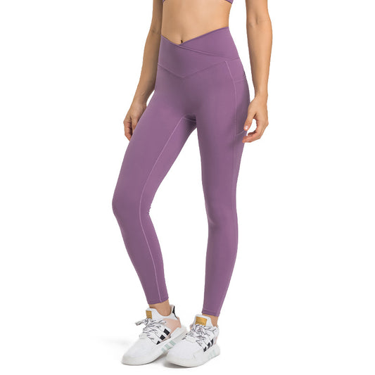 Legging de couleur unie croisé à la taille