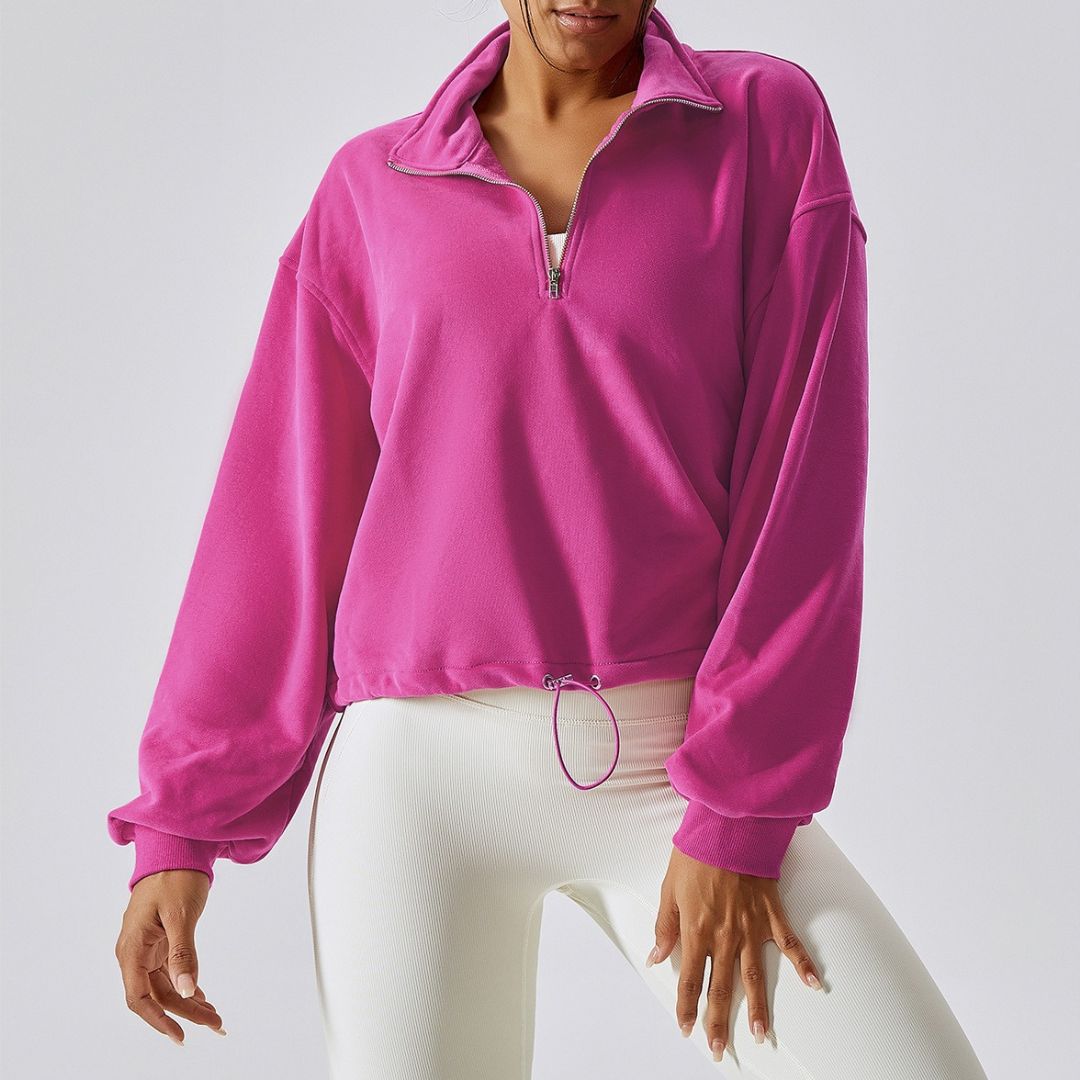 Front zippered long-sleeved stand collar jacket