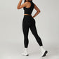 Solid Color Wide Strap Sports Tank Top + Leggings  2-piece Set