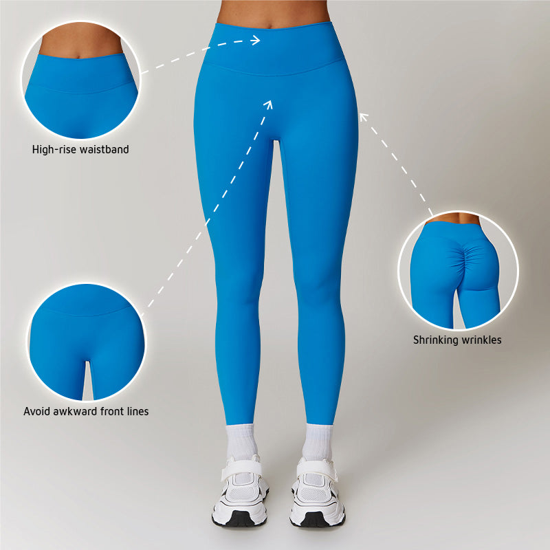 Solid high-waisted hip-lifting athletic leggings