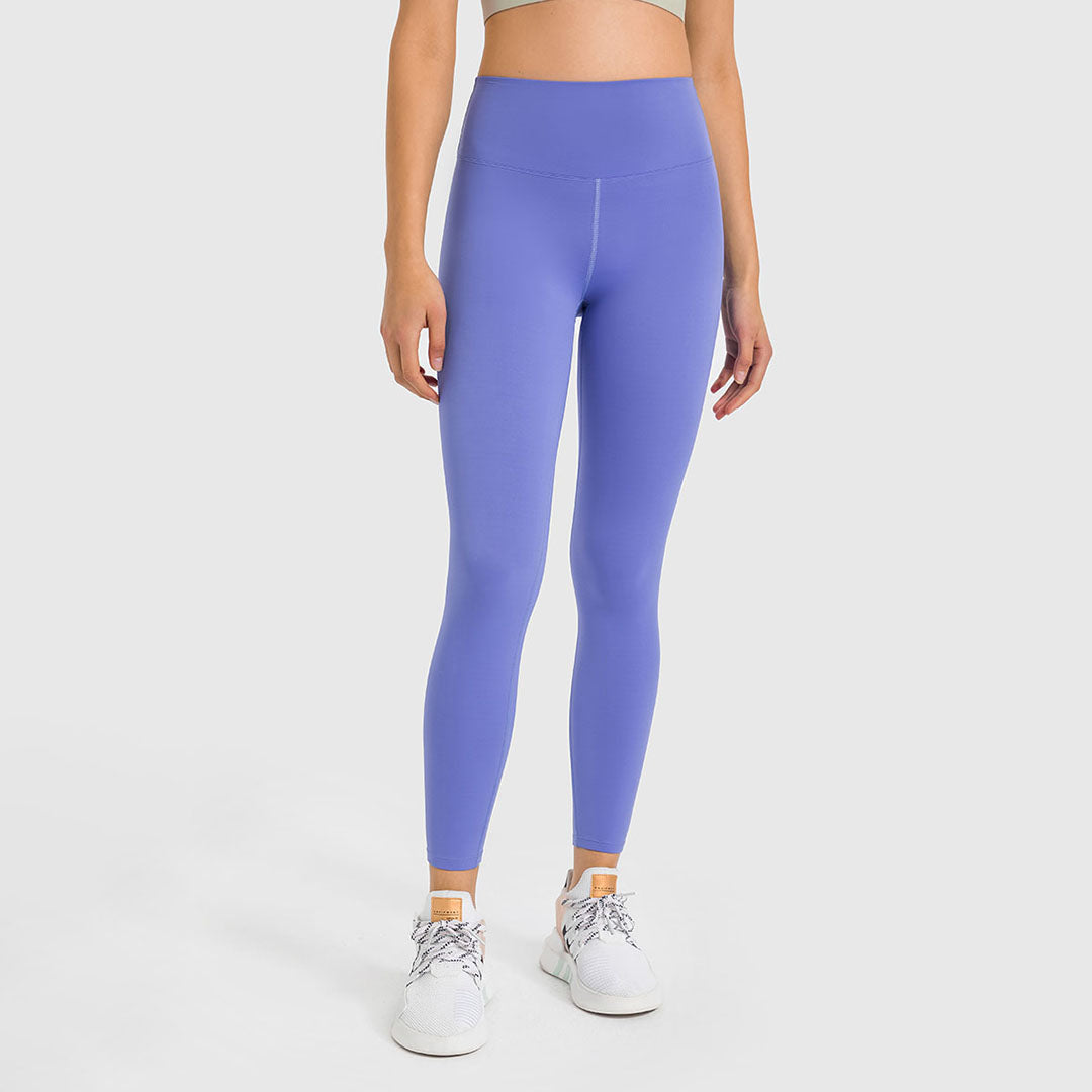 Legging de yoga extensible brossé de couleur unie