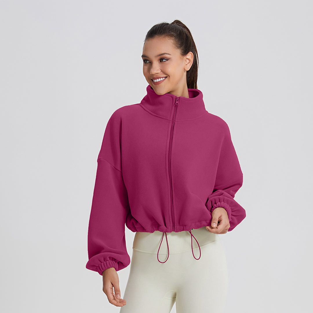 Padded loose stand-up collar casual sweatshirt