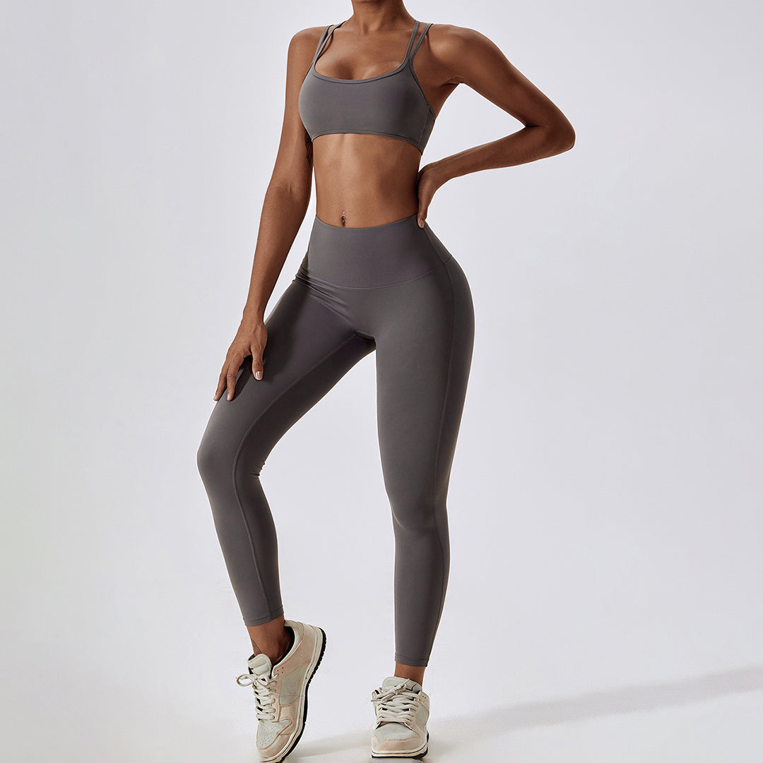 Back cross bra & sports leggings 2-piece set