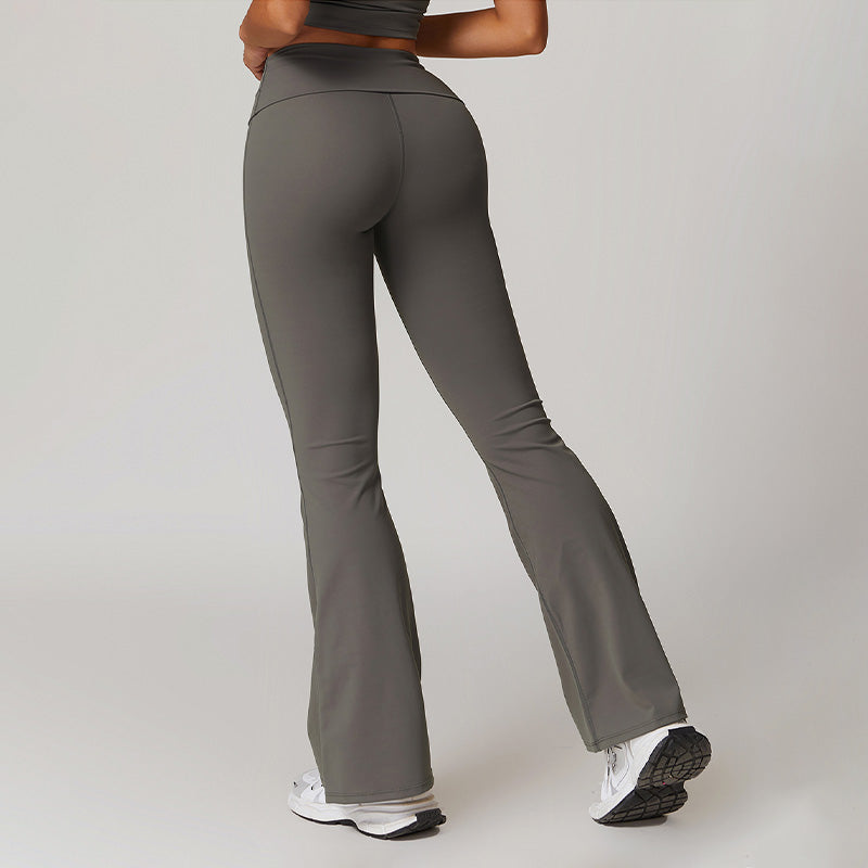 Breathable Folding Waist Flare Leg Pants