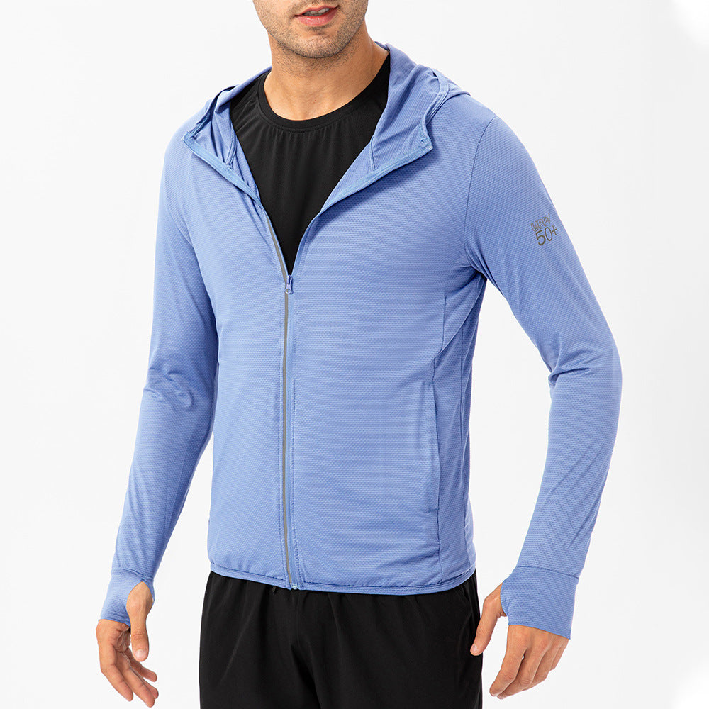 Men's long sleeve zipper sport sunscreen jacket