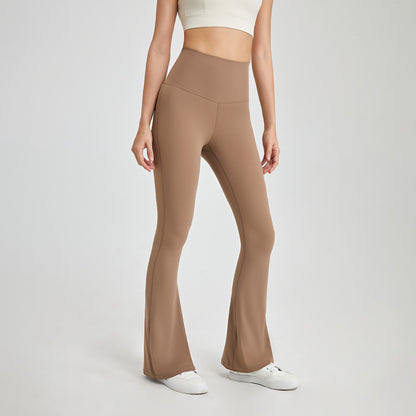 Solid color high waist flared pants