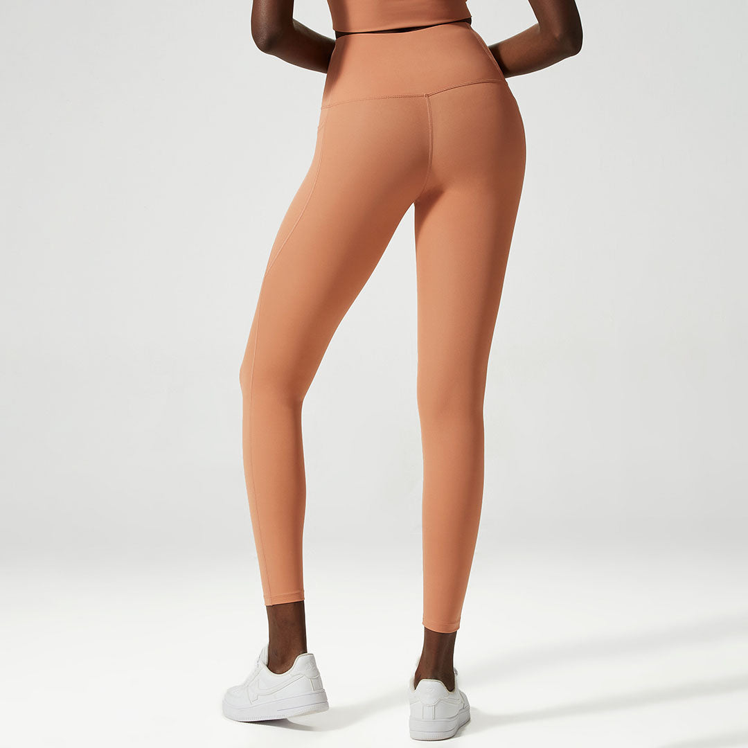 Solid color side pockets sports Leggings