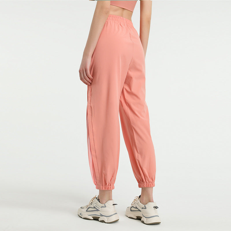 Solid loose lace-up jogging pants