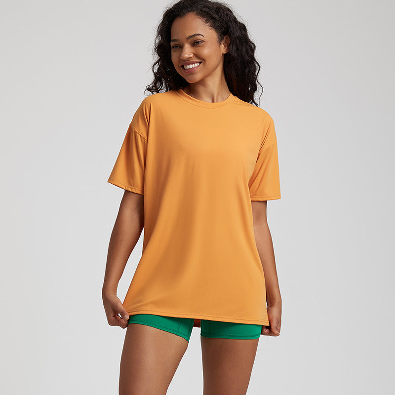 Solid color high stretch short-sleeved sports top