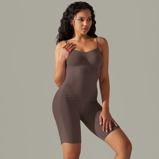 Solid color suspender bodysuit