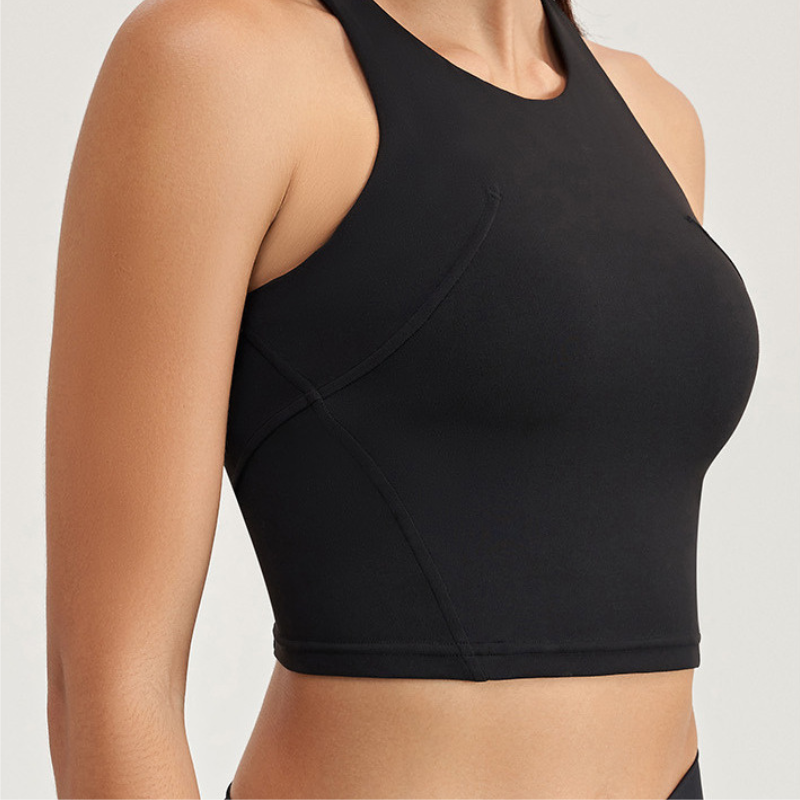 Stretch slimming fixed padded sports bra