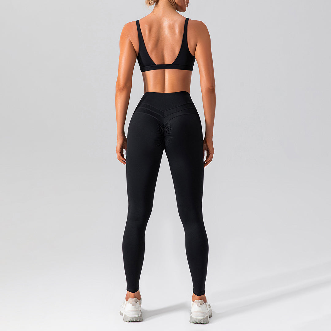 Quick-drying high waist fitness 2-piece suit