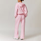 Casual Sports Hoodie Sweatshirts And Straight Leg Sweatpants Set