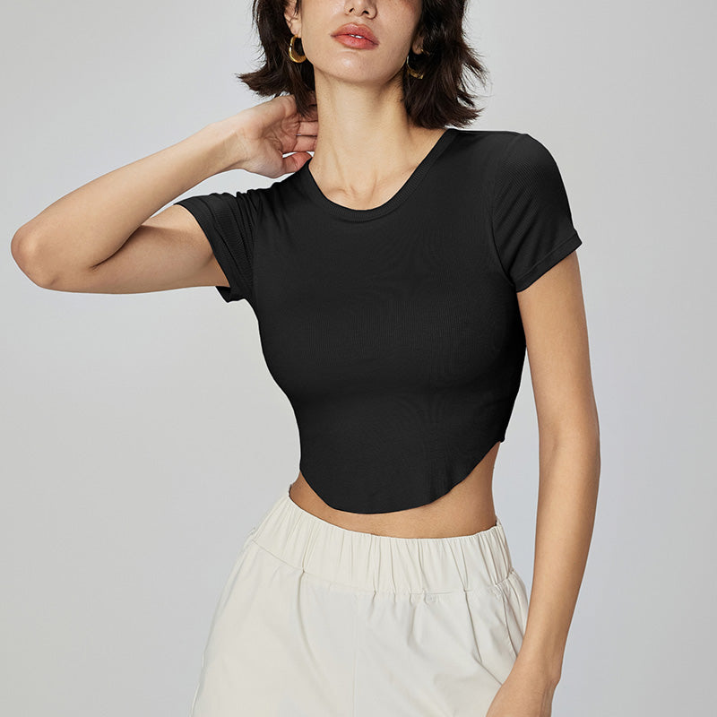 Detachable chest pads casuals short-sleeved top