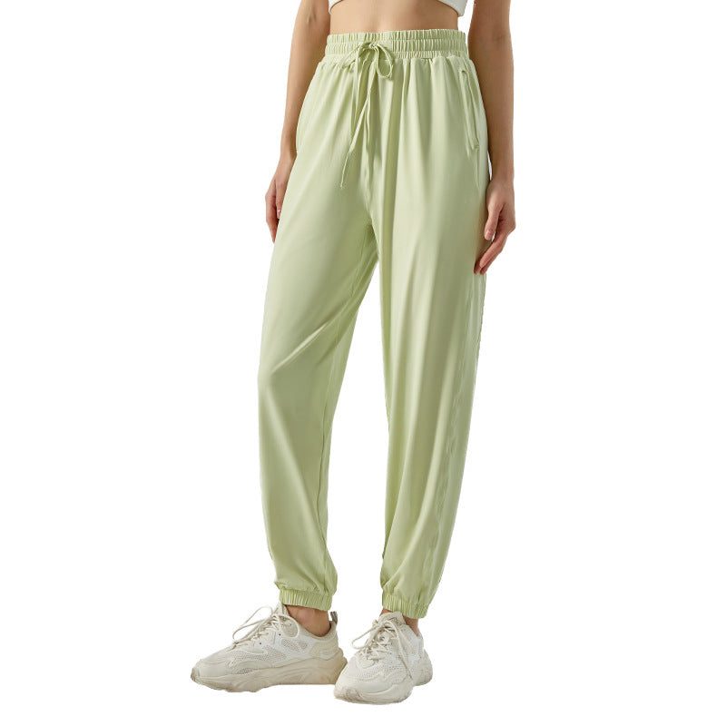 Solid loose lace-up jogging pants