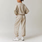 Casual Sports Pullover Sweatshirts And Elastic Leg Sweatpants Set