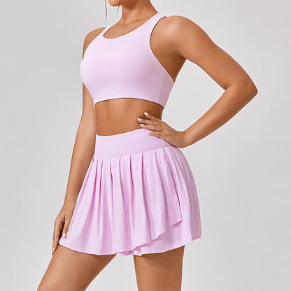 Quick Dry Breathable Tank Top Bra + Sports Skirts 2-piece Set