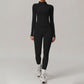 Stand collar zipper long sleeve jacket+High-waisted hip-lifting leggings 2 pieces set