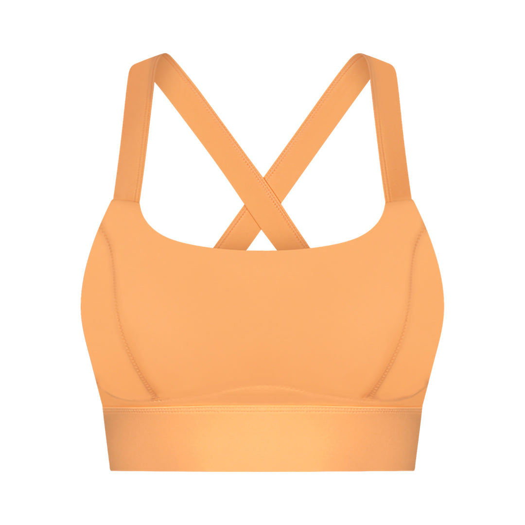 Solid back cross-buckle sports bra