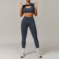 Threaded seamless short sleeve top+ bra+tight leggings 3 pieces set