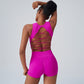 Quick drying running hollow fitness yoga bra and shorts suit