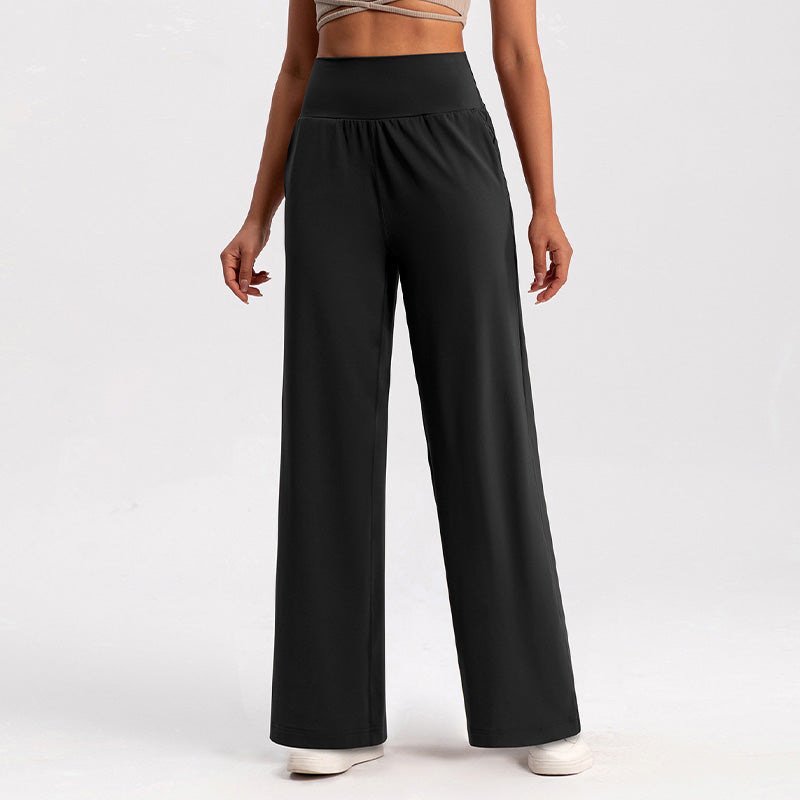 Nude High Waist Loose Wide Leg Straight Pants