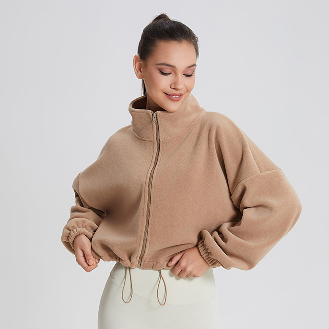 Padded loose stand-up collar casual sweatshirt