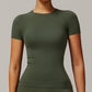 Threaded seamless short sleeve top