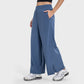 Side pockets waist-cinched wide-leg pants