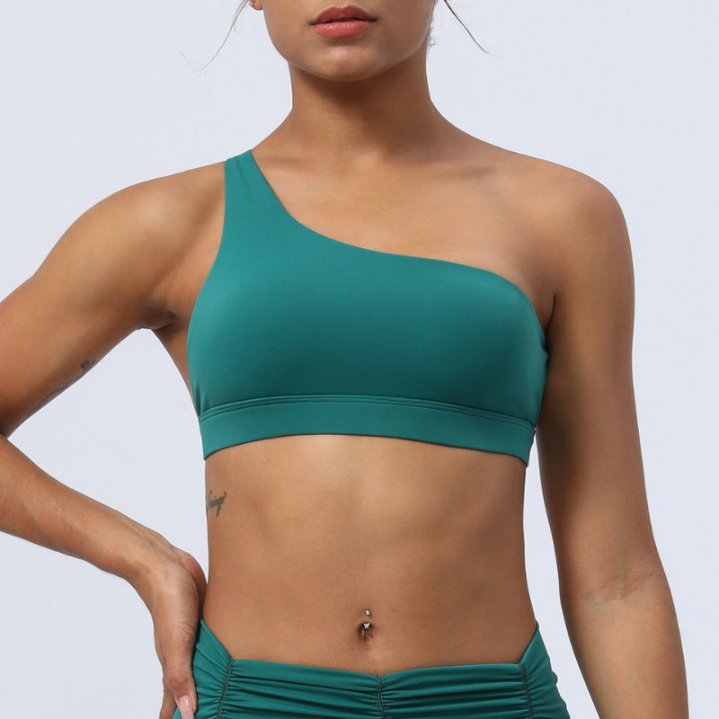 Cross-shoulder sports yoga bra