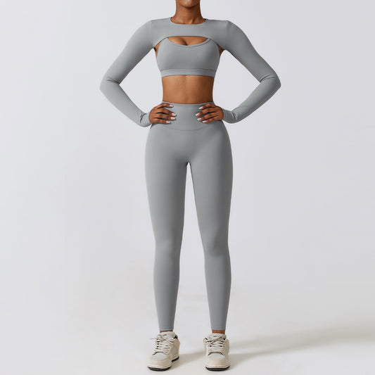 Tight naked quick drying sports long sleeve 3-piece set